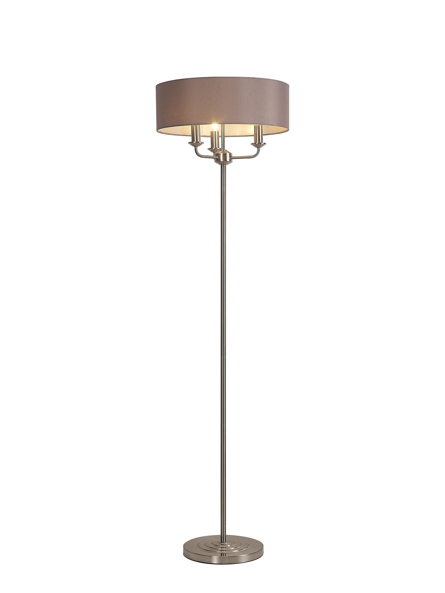 DK0922  Banyan 45cm 3 Light Floor Lamp Satin Nickel, Grey